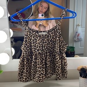 Cheetah spaghetti strapped top